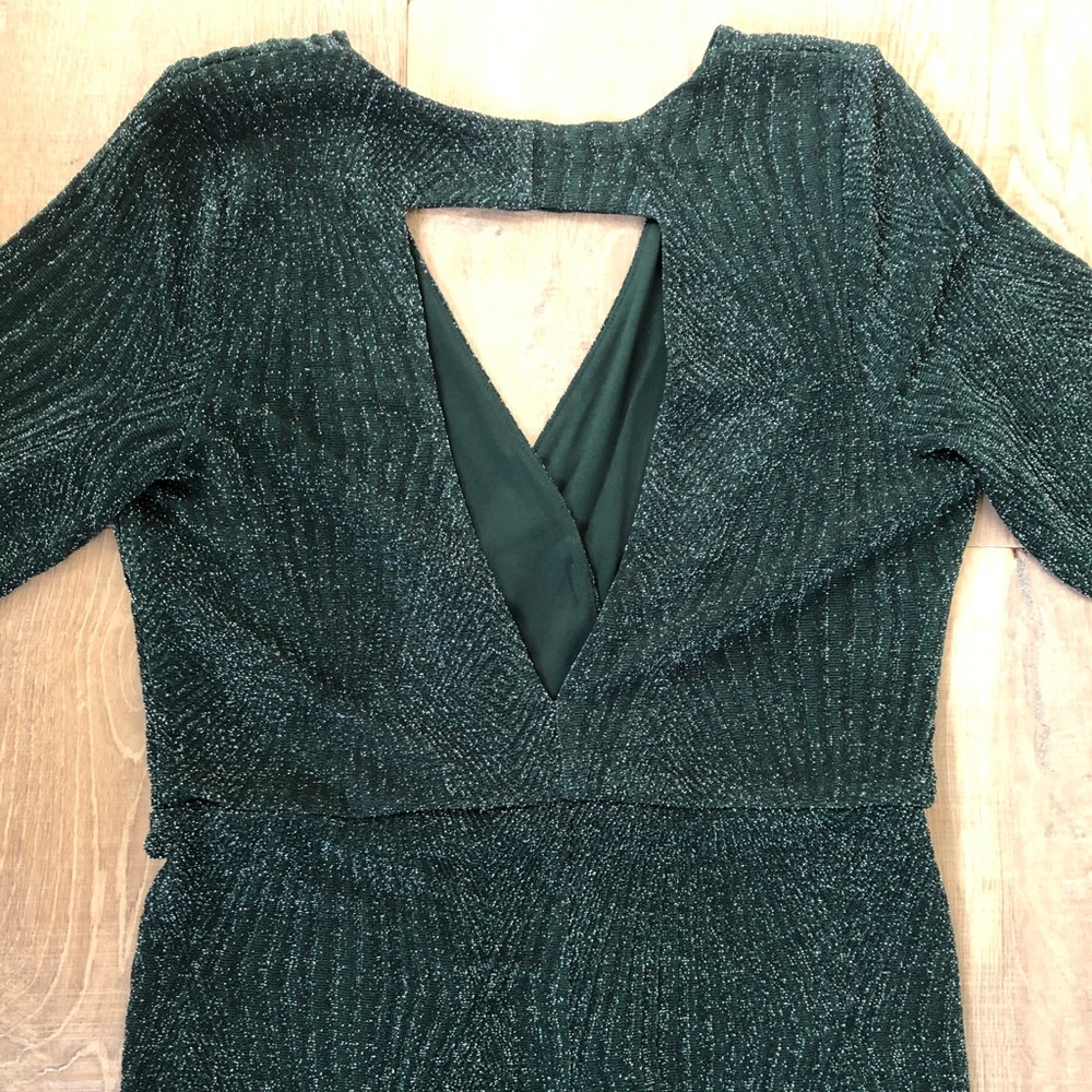 Hunter Green & Sparkle Long Sleeve Dress